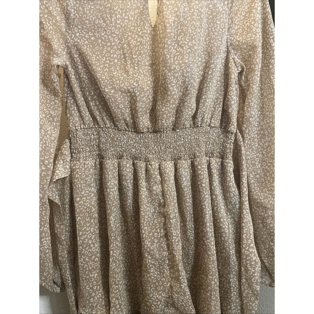 Japna Metalic Gold Long Sleeve Boho Dress Womens Small Tiered Flowy Evening - Picture 10 of 11